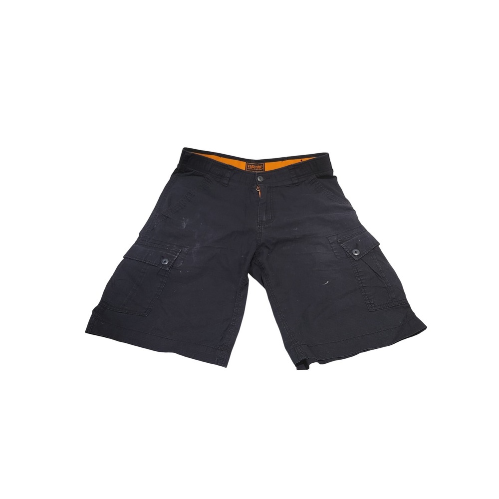 Wear First Men's Navy Blue Stretch Cargo Shorts Size 32 Orange Trim
